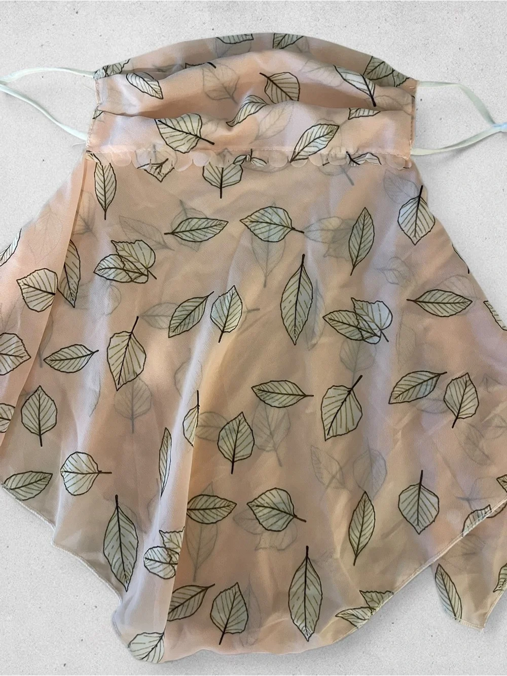 Set of 4 Sheer Leaf-Print Face Mask Scarfs